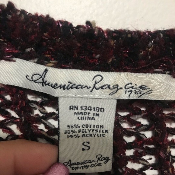 American Rag burgundy sweater long sleeve knit sweater relax fit size S - Picture 4 of 8